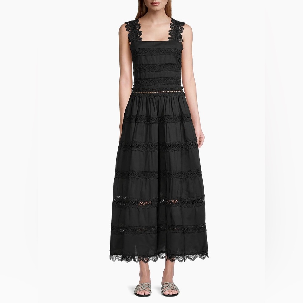 Waimari Kate Black Lace Cotton Maxi Dress
